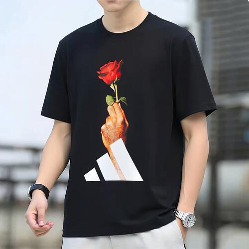 阿迪达斯男士印花短袖T恤透气