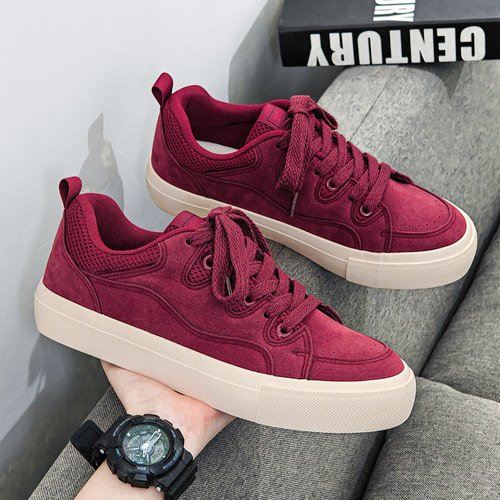 【新品促销】酒红色百搭板鞋男