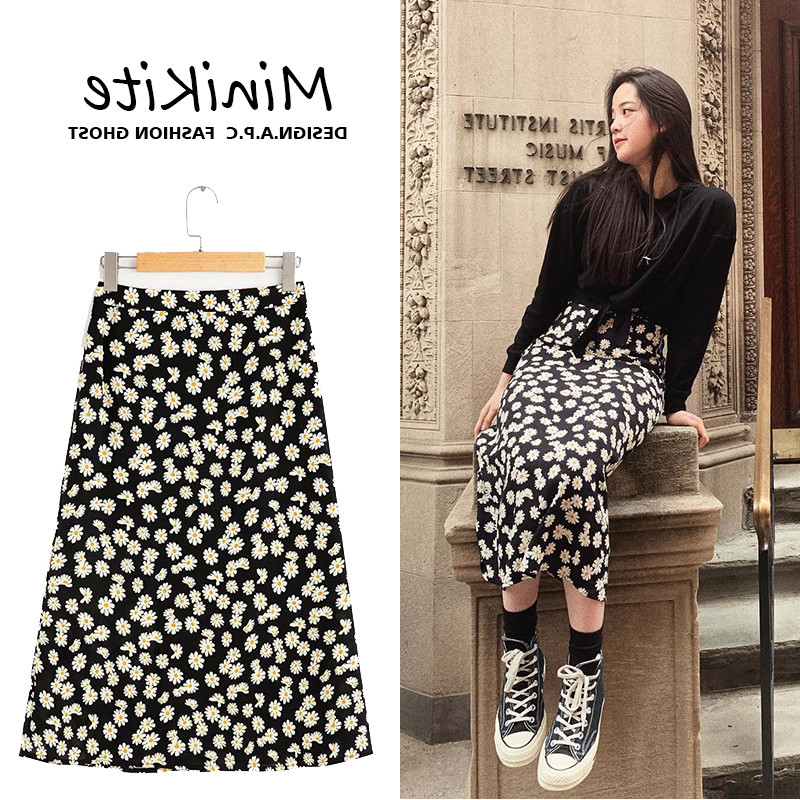 Chiffon lining small wrinkled chrysanthemum skirt
