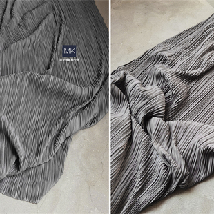 2024新款三宅一生深灰色百褶创意造型布 时尚春季新款连衣裙布料