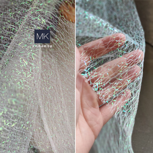 硬挺不规则蕾丝门帘镭射服装布料