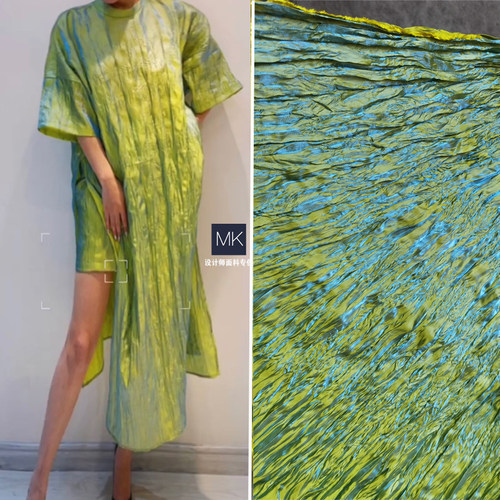 渐变压褶复古再造设计师布料