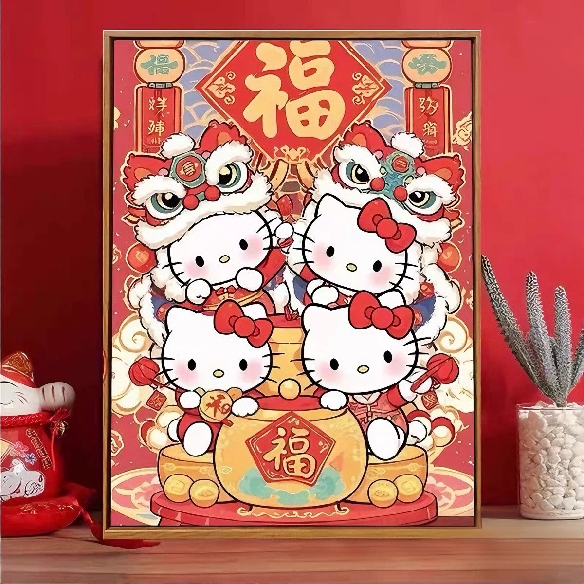 带框钻石画满钻方钻儿童手工贴钻绣卧室新款新年卡通三丽鸥全家福,居家布艺,十字绣套件,淘宝优惠券,粉丝福利购,淘宝优惠卷