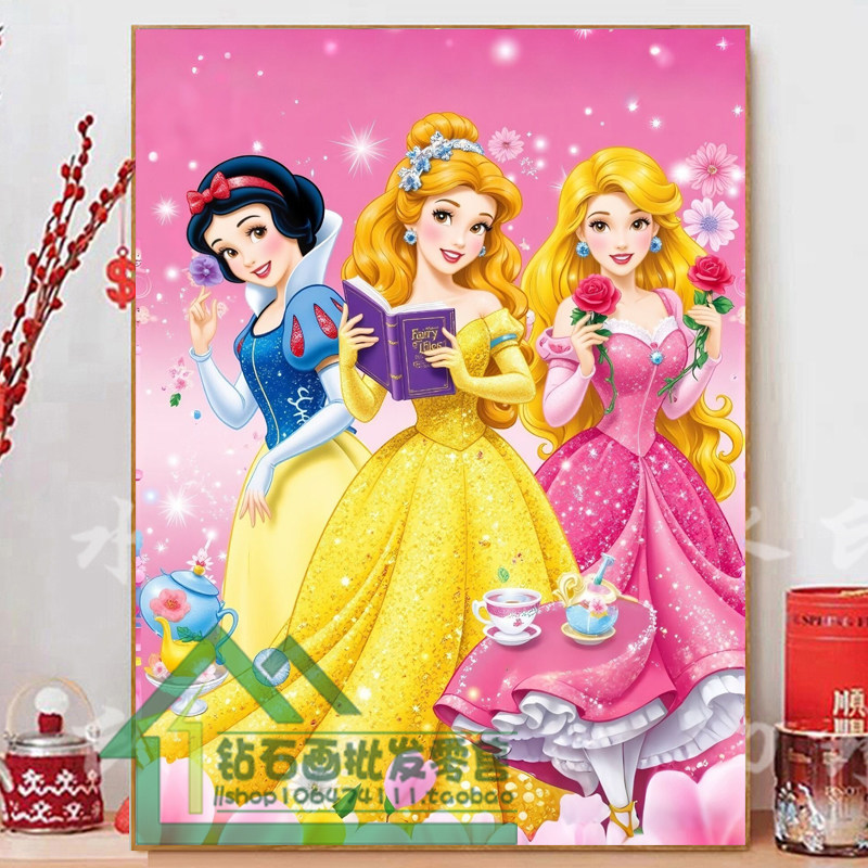 带框钻石画满钻圆钻方钻儿童贴钻绣女孩卧室新款卡通动漫白雪公主,居家布艺,十字绣套件,淘宝优惠券,粉丝福利购,淘宝优惠卷