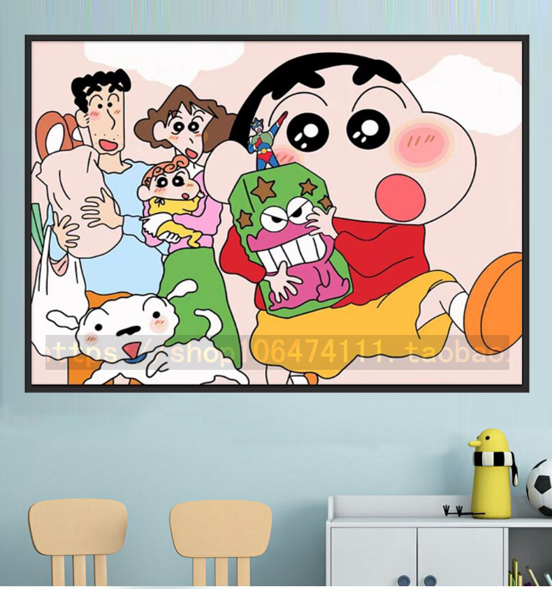 带框钻石绣满钻方钻砖石卧室儿童贴钻卡通动漫蜡笔小新全家福新款
