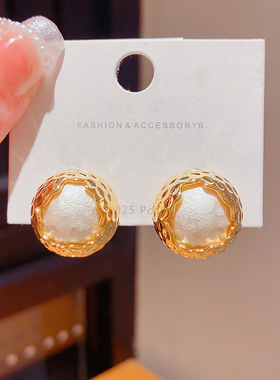 欧美大气时尚设计感珍珠耳钉纯银针女轻奢小众高端气质耳饰耳环