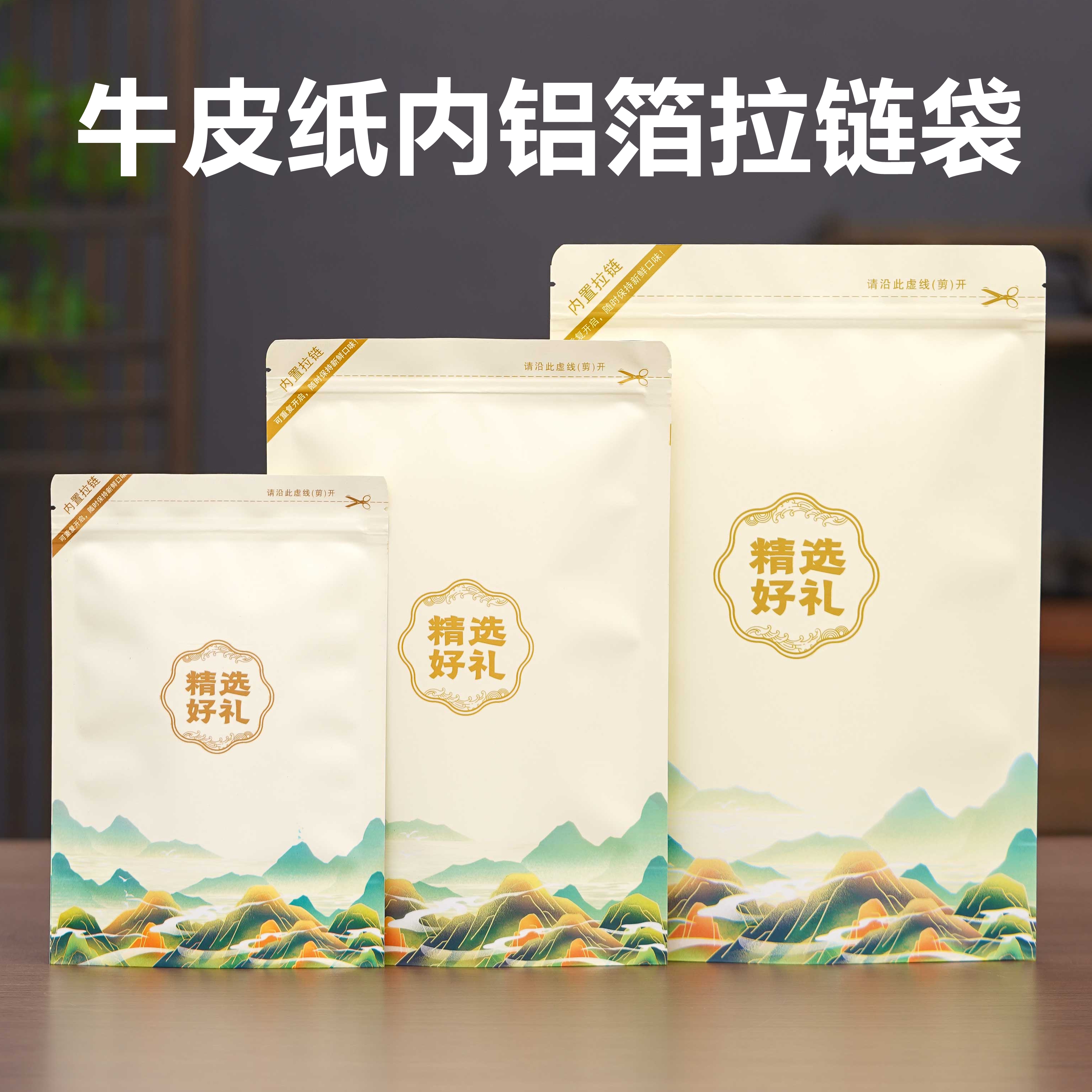 白茶普洱茶封口袋一斤包装袋半斤装自封牛皮纸茶叶袋防潮加厚密封