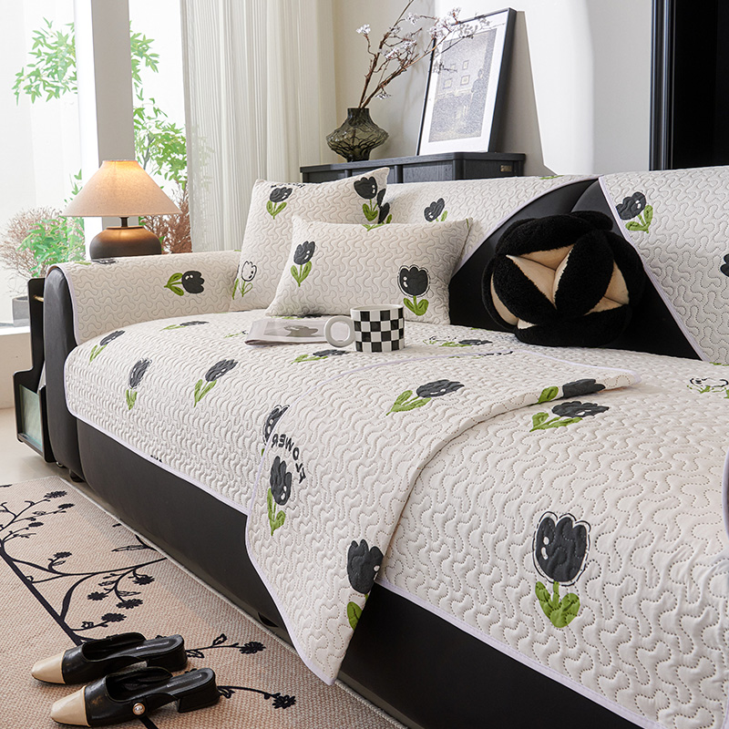 沙发垫四季通用防滑坐垫子现代简约花朵全组合沙发套罩靠背巾定做