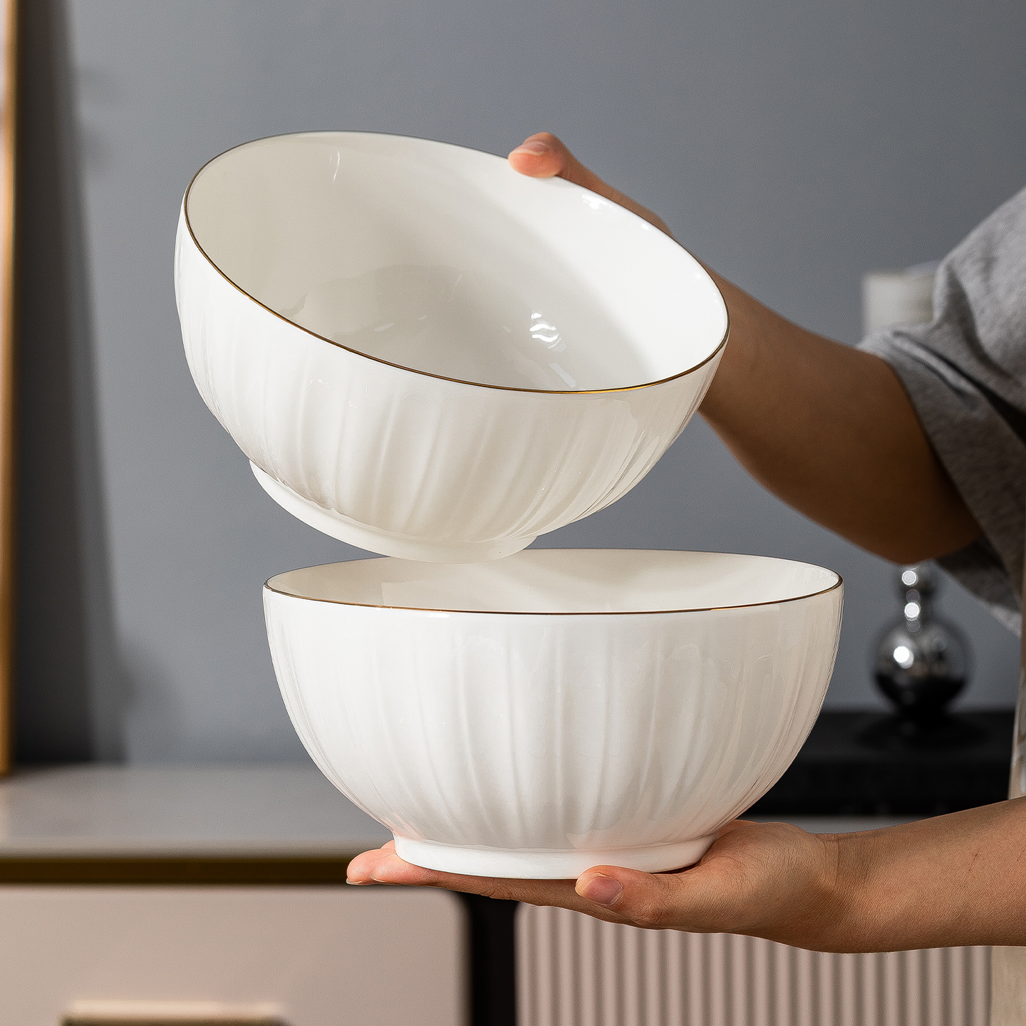 碗家用2025新款陶瓷大容量汤面碗米饭碗高颜值大汤碗餐具套装组合