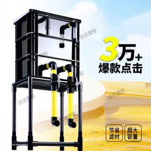 周转箱过滤箱鱼缸鱼池过滤器静音上置滴流盒水循环系统外置水泵