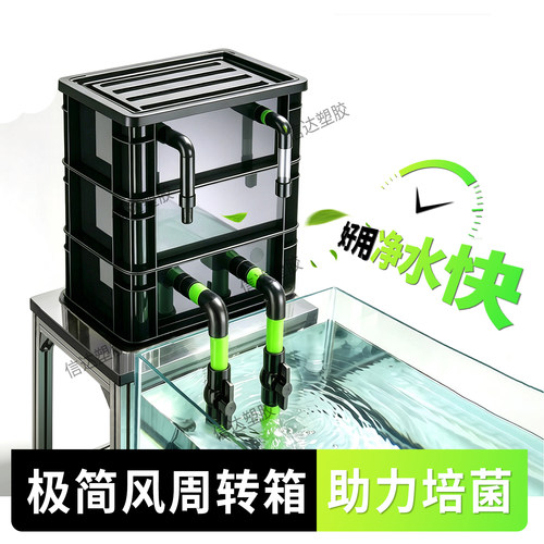 工业风绿色管周转箱过滤箱鱼缸鱼池过滤器水循环系统滴流盒滴滤盒