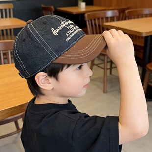儿童帽子2026春秋季新款男童时尚鸭舌帽女孩百搭字母牛仔棒球帽潮