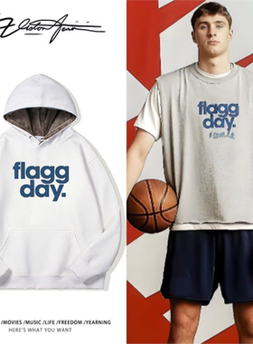 美国篮球联赛独行侠弗拉格同款字母印花粉丝应援连帽卫衣男女同款