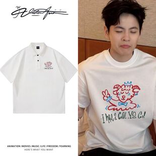 中国女篮杨舒予同款小羊POLO衫商务T恤夏季印花短袖时尚运动百搭