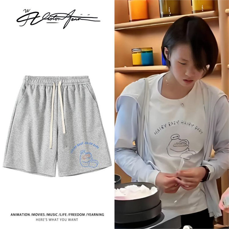 陈芋汐全运会跳水夺金同款印花短裤夏季宽松休闲百搭印