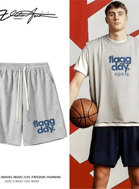 美国篮球联赛独行侠弗拉格同款字母印花粉丝应援短裤夏季宽松休闲