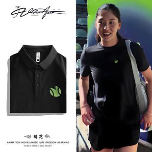 【刺绣】王欣瑜同款网球绣花POLO衫商务T恤夏季印花短袖时尚运动