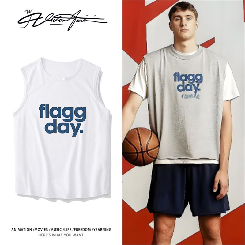 美国篮球联赛独行侠弗拉格同款字母印花粉丝应援无袖背心坎肩