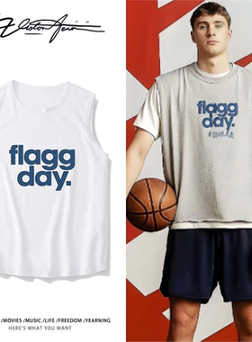 美国篮球联赛独行侠弗拉格同款字母印花粉丝应援无袖背心坎肩