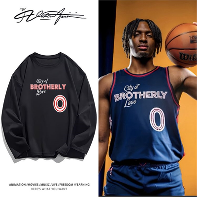 七十六人泰里斯马克西球衣印花应援长袖T恤打底衫夏季百搭