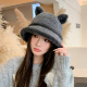 东北可爱猫耳朵毛绒帽子女冬季 保暖护耳渔夫帽显脸小防寒加厚盆帽