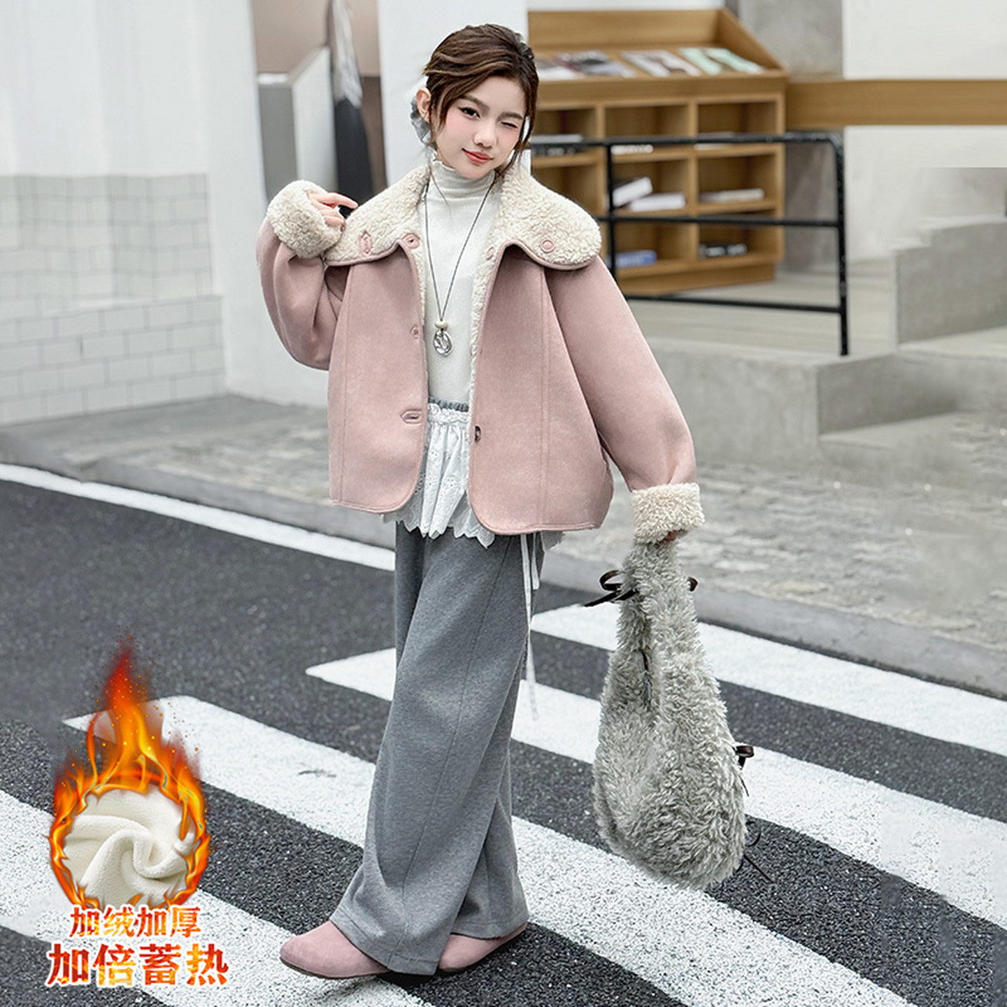 女童加厚皮毛一体外套秋冬装2025新款大童儿童冬季女孩双面穿上衣,童装/婴儿装/亲子装,普通外套,淘宝优惠券,粉丝福利购,淘宝优惠卷