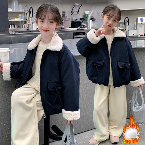 女童棉衣外套冬装2025新款洋气中大童儿童加厚秋冬款女孩棉袄棉服