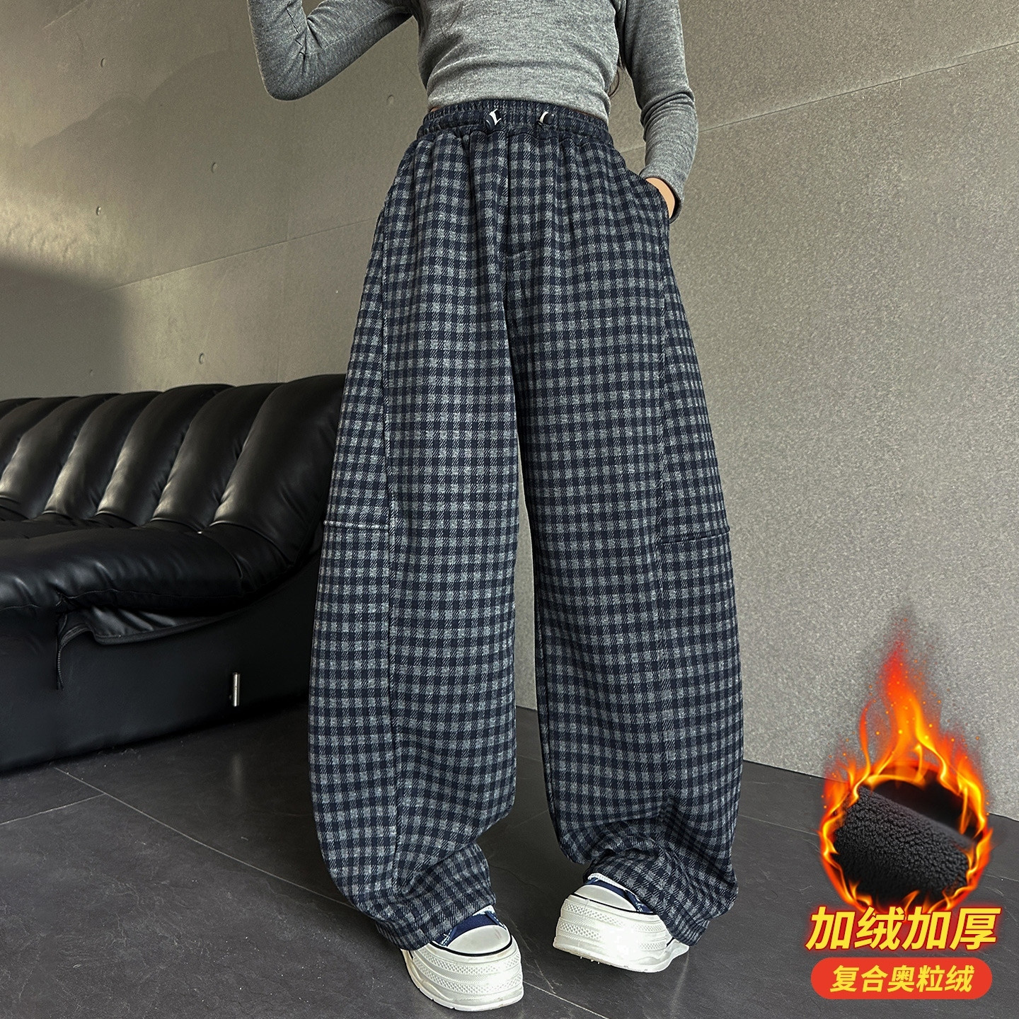女童加绒格子裤秋冬装2025新款中大童儿童弯刀裤冬季女孩加厚裤子,童装/婴儿装/亲子装,裤子,淘宝优惠券,粉丝福利购,淘宝优惠卷