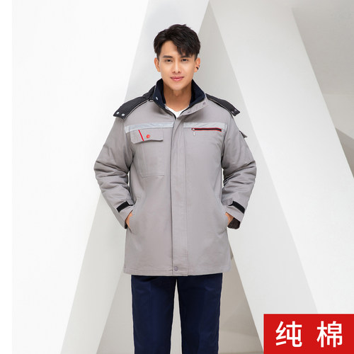 PUSSEN冬季纯棉工作服加厚棉袄
