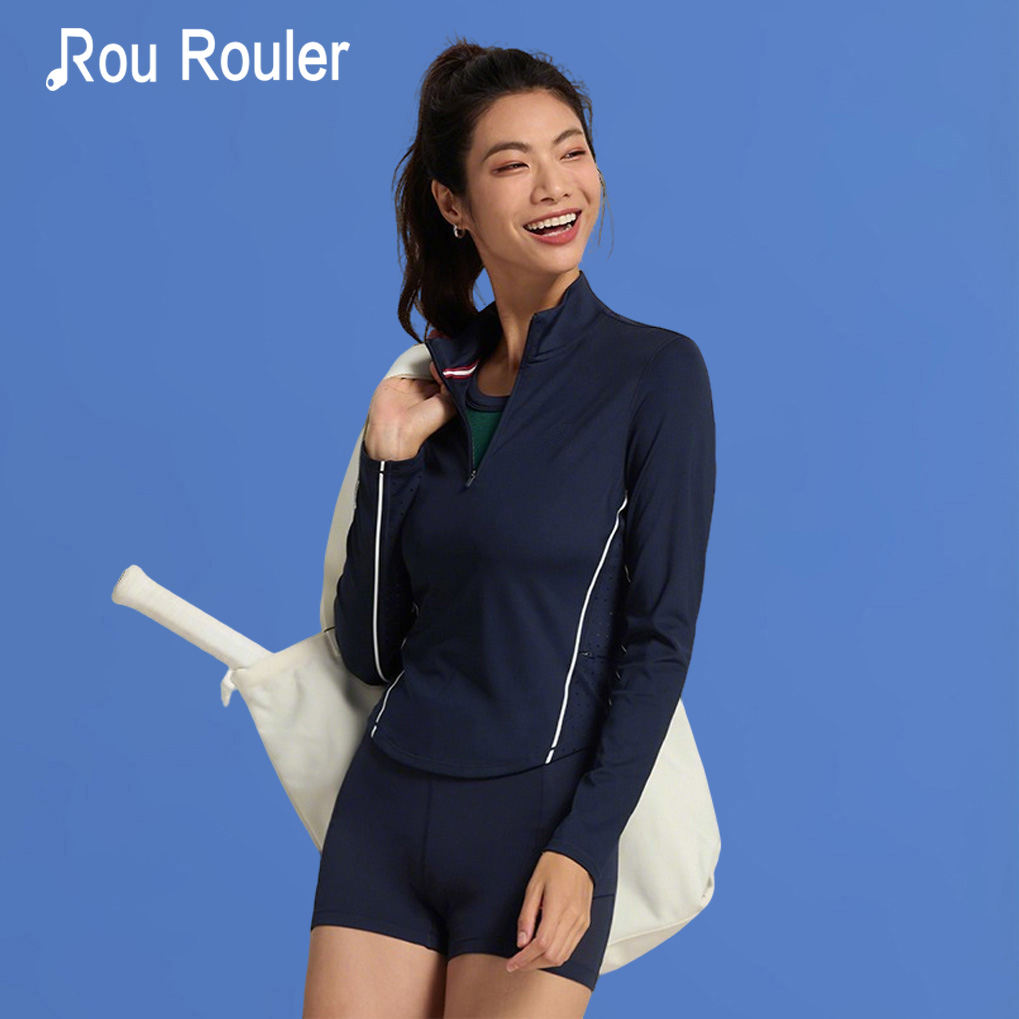 Rou Rouler绝美速干网球服长袖外套女子训练春秋季运动羽毛球上衣