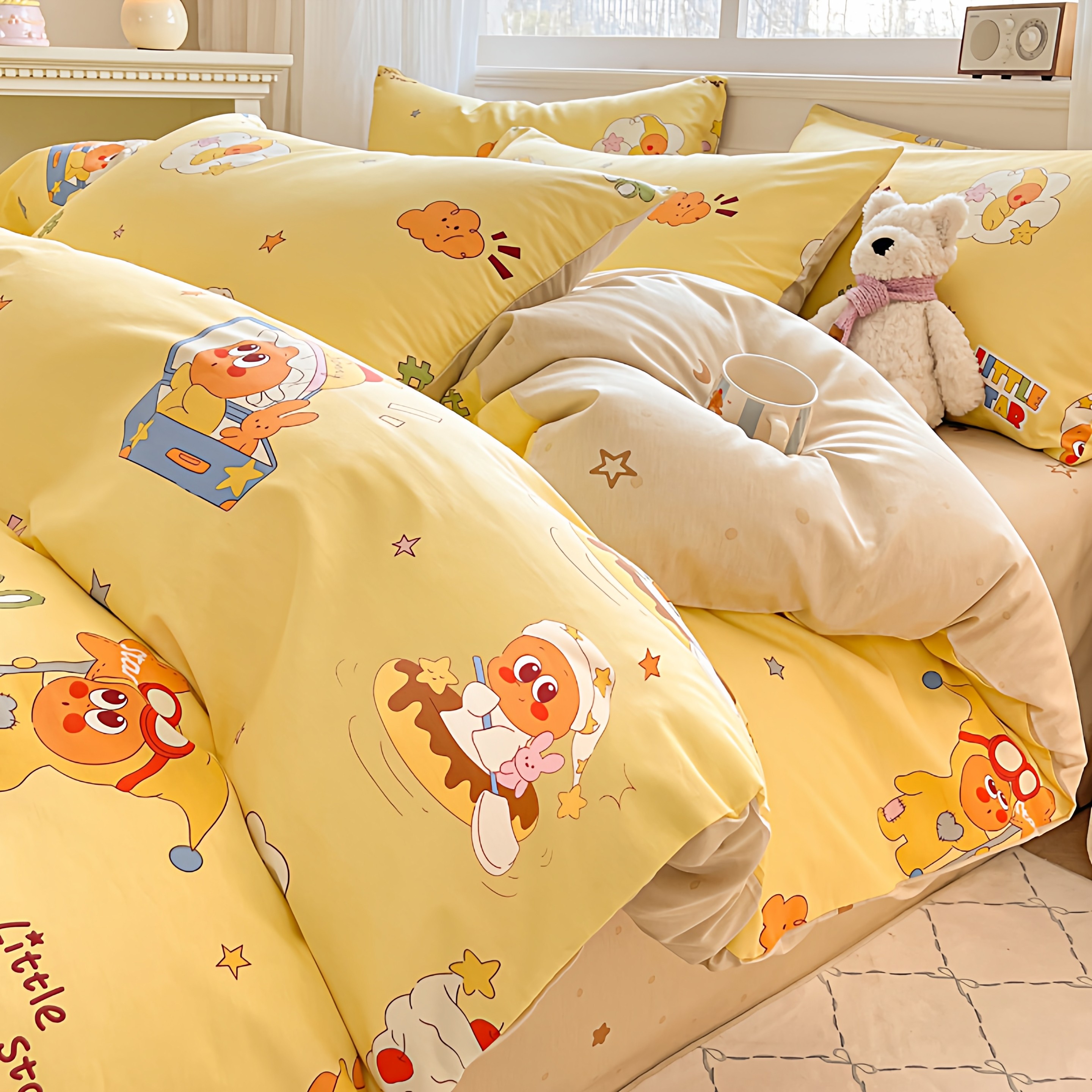 星星人卡通四件套全棉床单被套大学生宿舍寝室单人床上用品纯棉