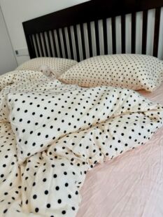 全棉双层纱四件套粉玉色波点纯棉床单被套床上用品加大2.0m床笠款
