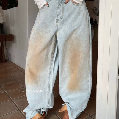 DG-26年夏上新复古风水洗做旧宽松阔腿裤牛仔裤10102