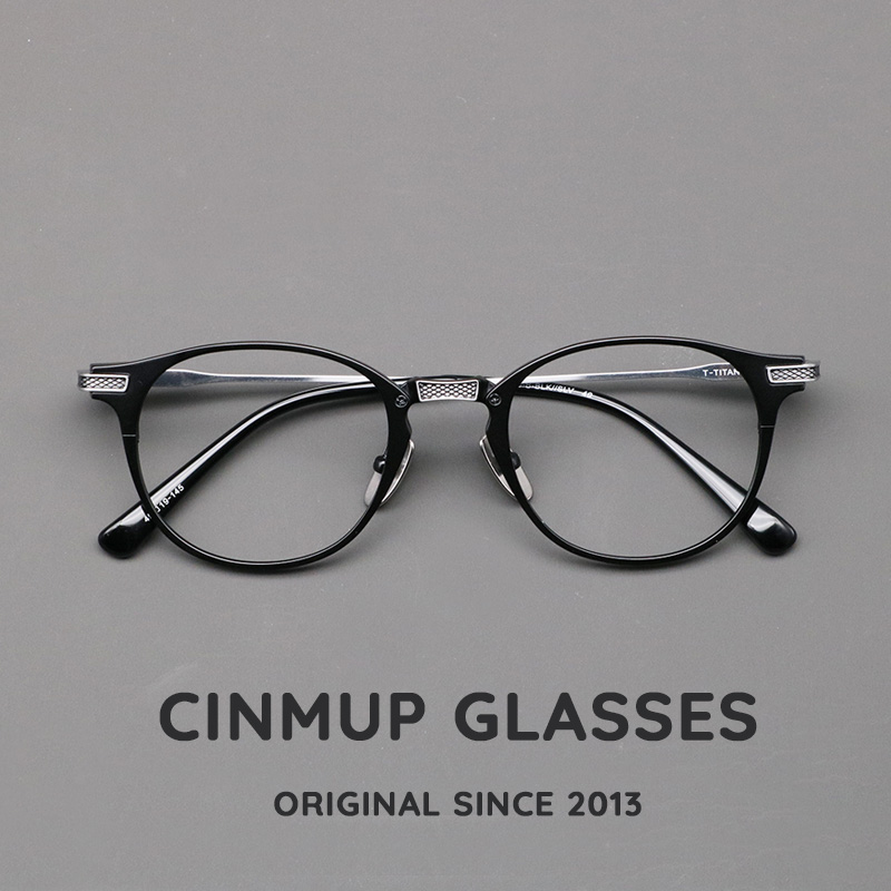 超轻纯钛复古圆框眼镜潮男手工余文乐同款近视眼镜女港风DRX2078