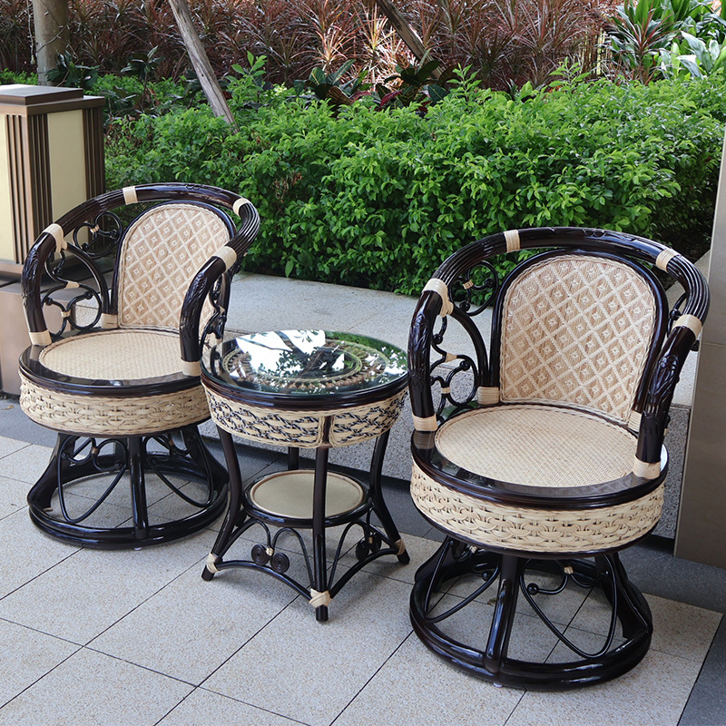 真藤藤椅茶几阳台茶桌椅三件套