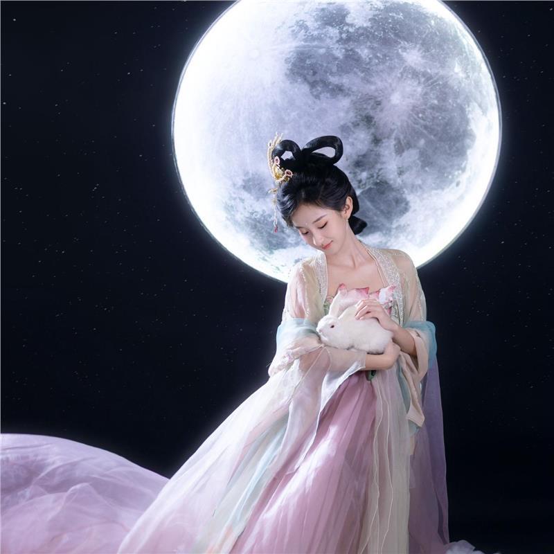 真兔子道具小白兔中秋玉兔古风摄影写真拍照走秀模型毛绒摆件