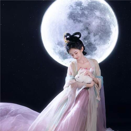 真兔子道具小白兔中秋玉兔古风摄影写真拍照走秀模型毛绒摆件