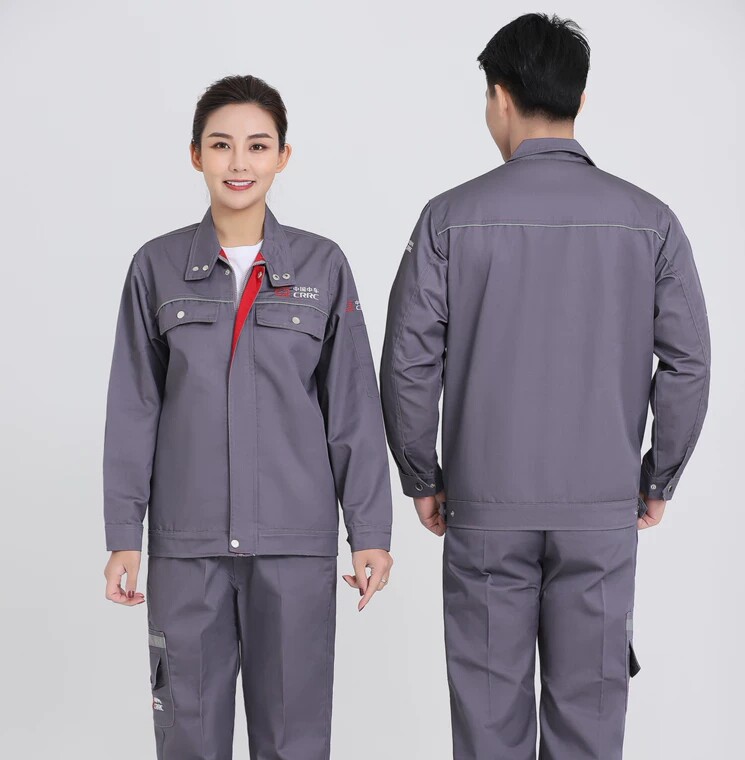 中国中车工作服套装春秋长袖裤子夏季半袖灰色车间工装耐磨劳保