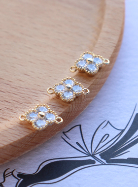 diy包金锆石四叶草手工吊坠