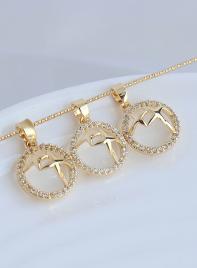 女铜镀金锆石环星爪托DIY配件