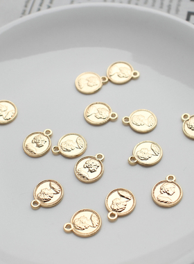 diy包金英国女皇风人像圆牌吊坠