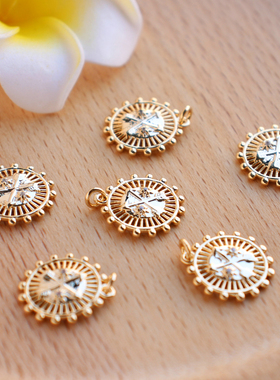 diy锆石浅金色手工饰品配件吊坠