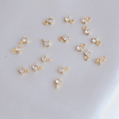 镀金镶锆石收尾小吊diy饰品配件