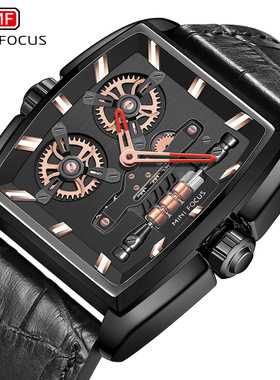 抖音爆款壳男表真皮表带男手表