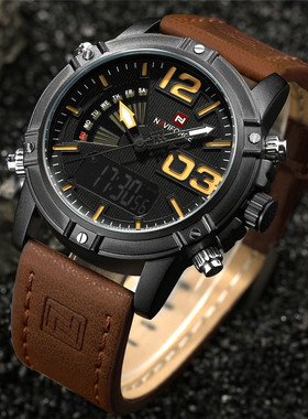 Naviforce特种部队双显手表男全时潮表防水突击男表潮牌9095