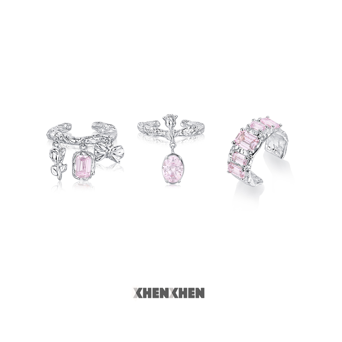 XHENXHEN玫瑰星云系列套戒组合戒指宽戒肌理多宝石玫瑰精致优雅