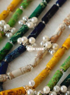 XHENXHEN 瑶光玉韵系列彩色竹节玉石项链原创设计中式复古感