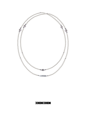 xhenxhen蕾丝系列拉丝镂空花小豆豆双圈珍珠项链轻奢高级感法式