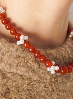 新年系列红玛瑙串珠锁骨链
