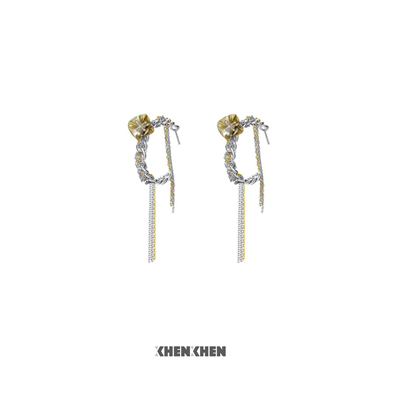 XHENXHEN于文文同款春分pvc流苏大耳圈新中式气质耳钉原创设计